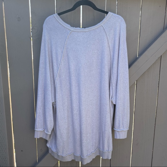 Free People Pullover Cream Terry Oversized Sweater - Picture 5 of 6